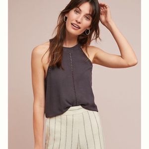 Anthro Cloth & Stone Grey Eyelet Detail Tank